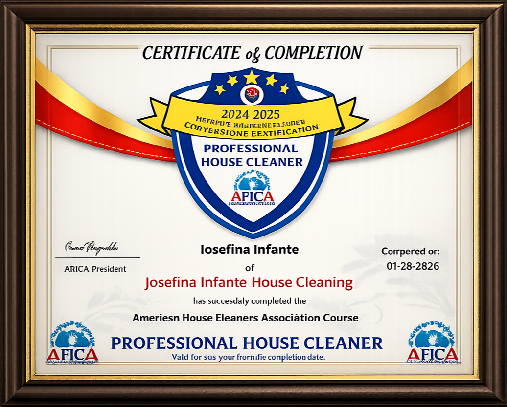 AFICA Professional House Cleaner Certification for Josefina Infante