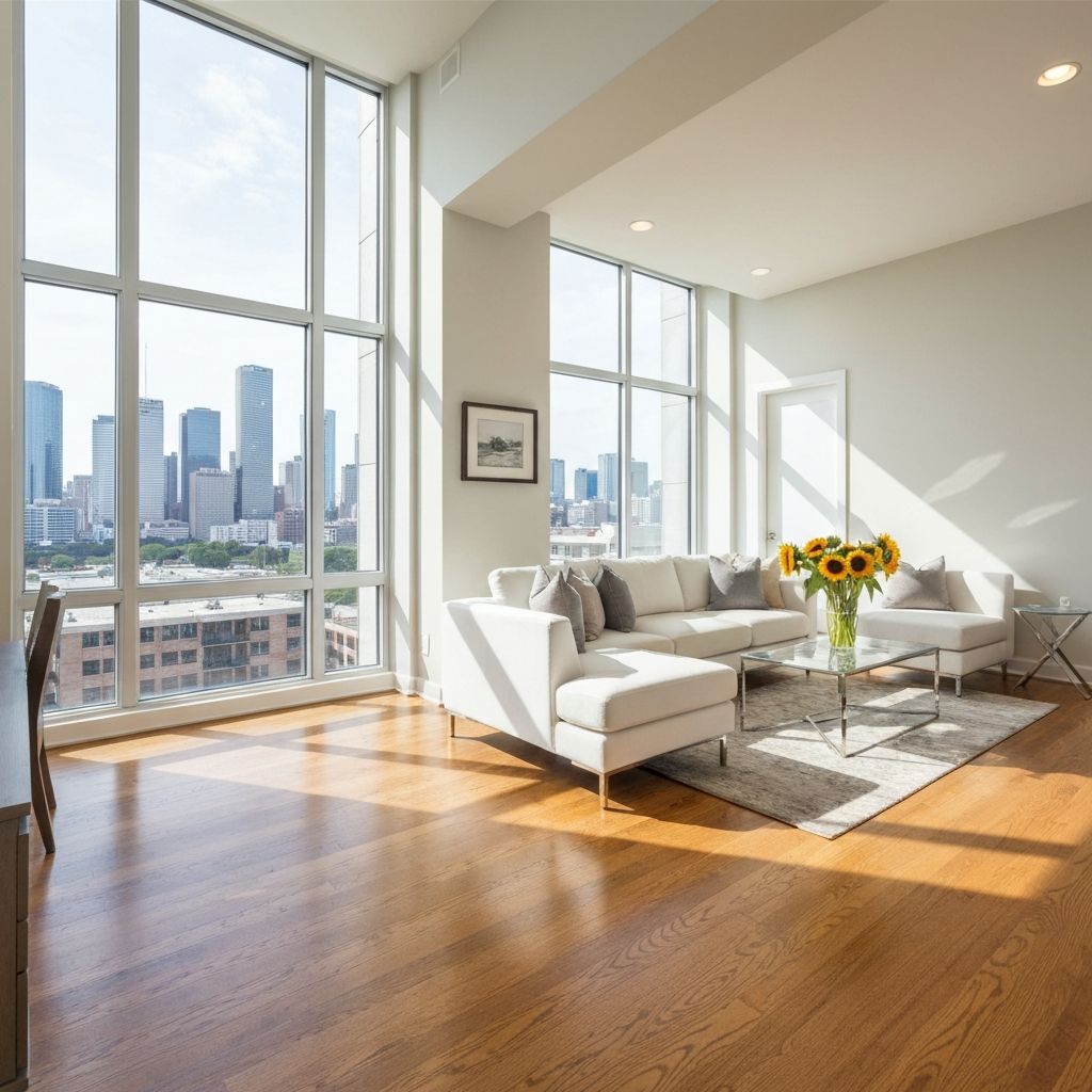 Bright and clean living room in League City, Texas